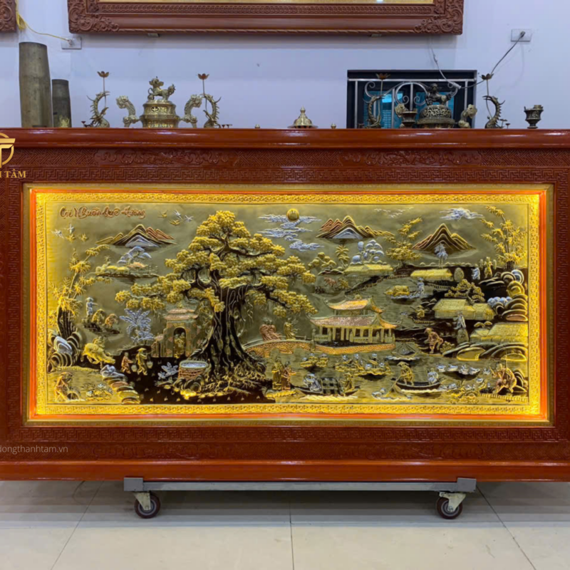 Tranh đồng Cội Nguồn Quê Hương 1m33*2m43 khung gỗ sồi Nga – Mẫu số 01