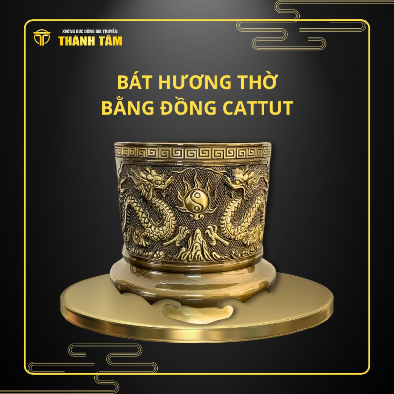 Ống Hương Bằng Đồng Cattut Cao 30cm