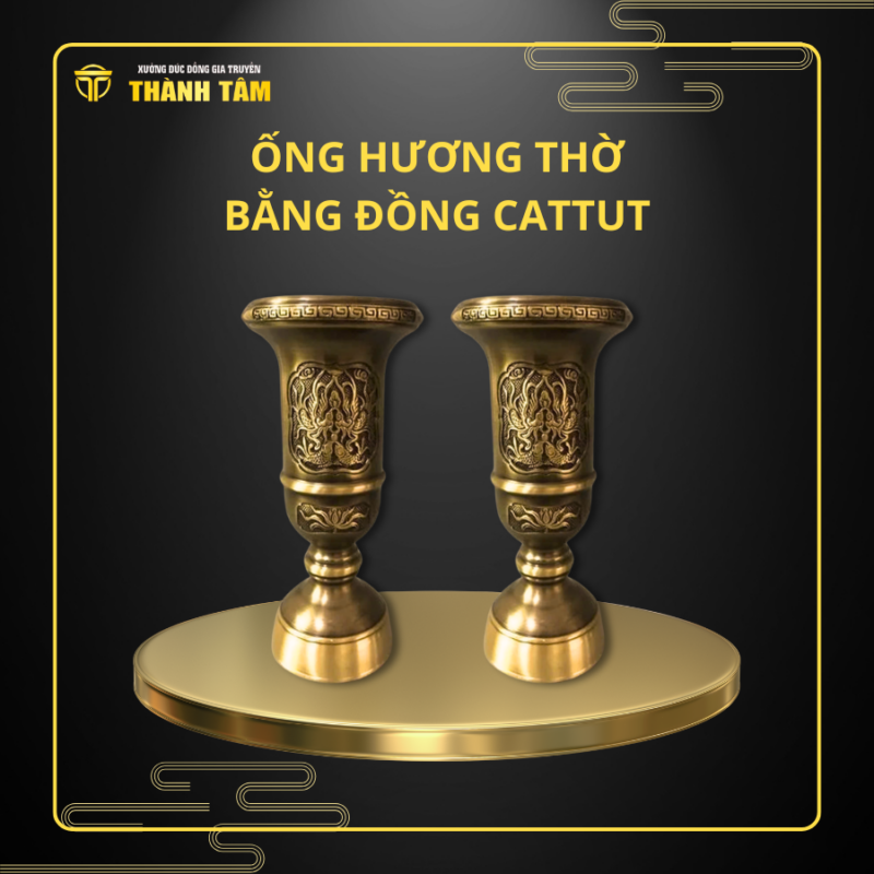 Ống Hương Bằng Đồng Cattut Cao 30cm