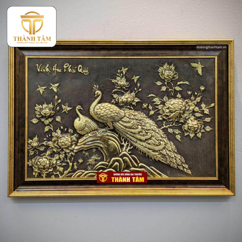 Tranh Đồng Vinh Hoa Phú Quý Nền Giả Cổ Khung Sang Trọng